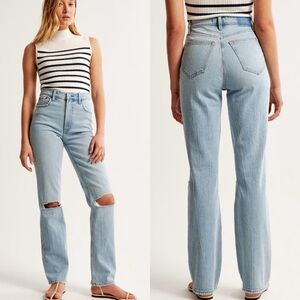 Abercrombie & Fitch Ultra High Rise 90s Straight Jean Light Destroy